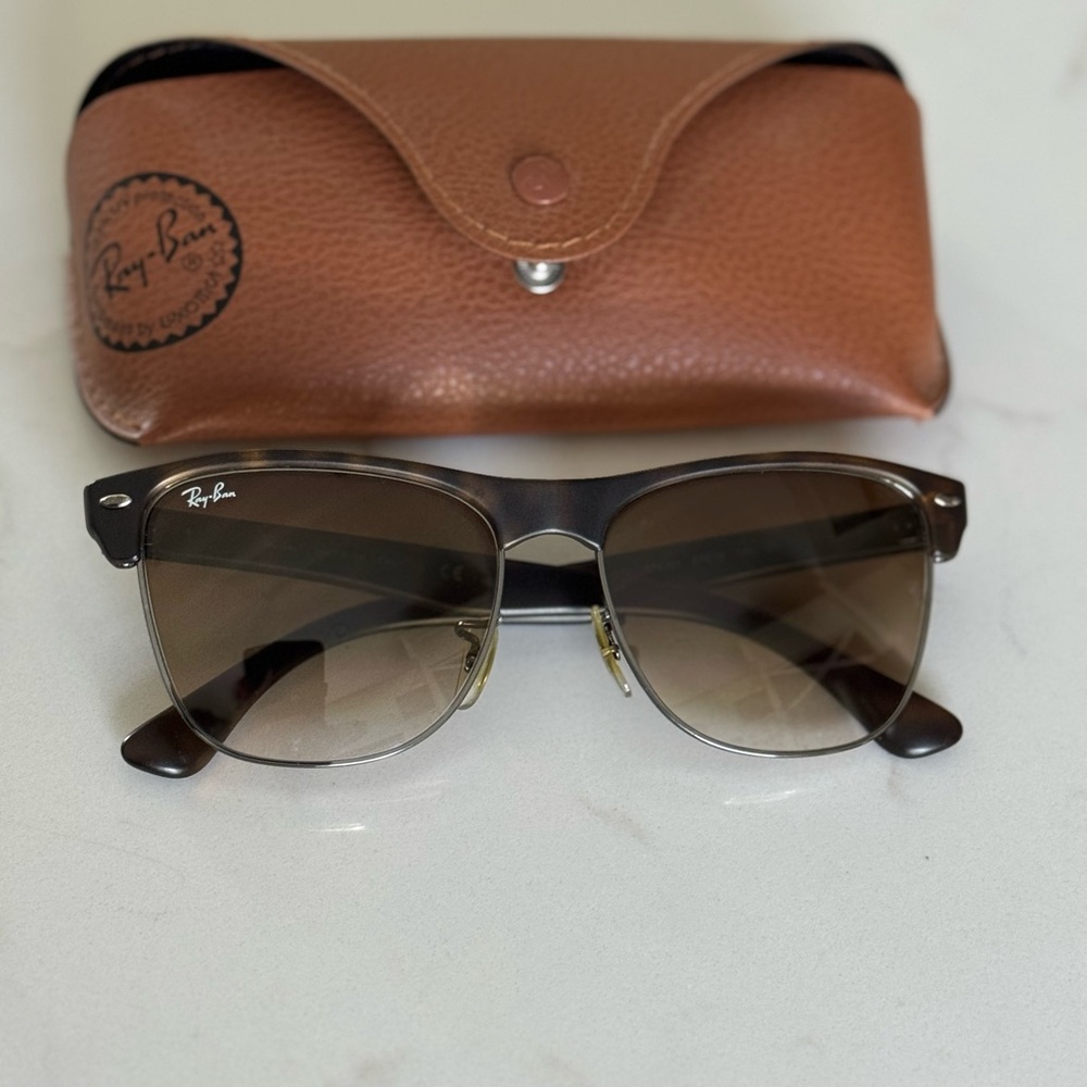 Ray-Ban Dark Brown Sunglasses with Leather Case